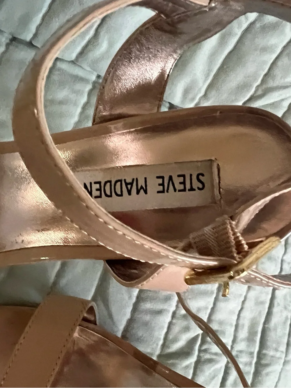 Steve Madden Nude Patent Ankle-Strap Stiletto Sandals